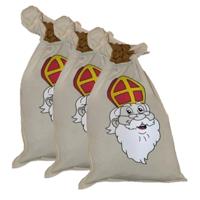 Sinterklaas strooizak voor snoep - 10x - katoen - 35 x 60 cm - Sint en Piet strooigoed zakken