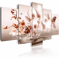 Schilderij - Pure poëzie - orchidee , wit roze , 5 luik