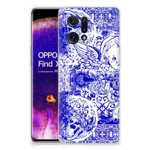 Silicone Back Case OPPO Find X5 Angel Skull Blauw