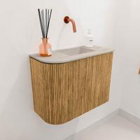Toiletmeubel Mondiaz Joya Dlux | 51.6 cm | Meubelkleur Oak | Faye wastafel Opalo Wasbak Rechts | Zonder kraangat(en)
