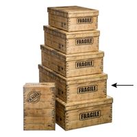 5Five Opbergdoos/box - houtkleur - L44 x B31 x H15 cm - Stevig karton - Woodybox - Opbergbox