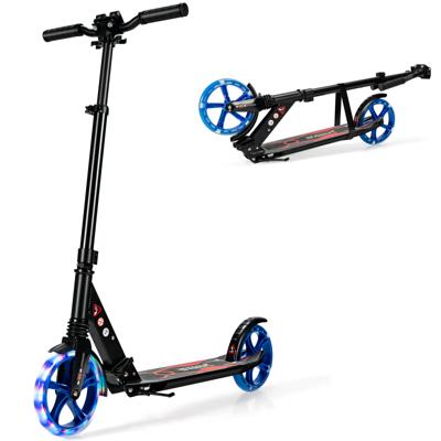 Kick Scooter voor kinderen LED Light Scooter Scooter in hoogte verstelbaar 93 x 43 x 91-106 cm Zwart + Blauw