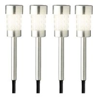 4x Buiten/tuin LED zilveren stekers solar verlichtingen 26 cm