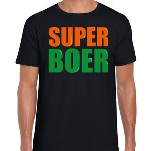 Super boer fun tekst t-shirt zwart heren