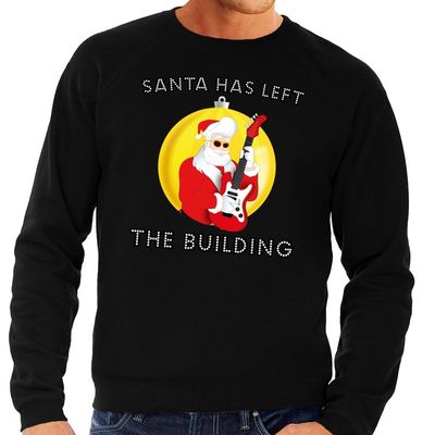 Foute kersttrui - zwart - Santa Elvis has Left the Building - heren