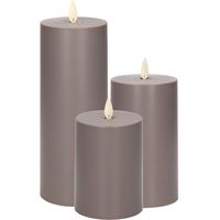 Anna Collection LED kaarsen - 3x stuks - antraciet grijs - 13, 16 en 22 cm