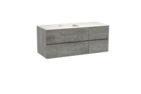 Storke Edge zwevend badmeubel 130 x 52 cm beton donkergrijs met Mata asymmetrisch linkse wastafel in solid surface