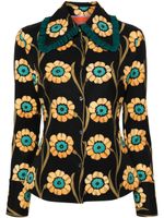 La DoubleJ Blouse met ruches en bloemenprint - Zwart - thumbnail