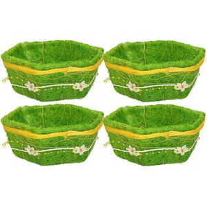 4x stuks paasdecoratie gras mandje groen 18 cm