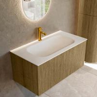 Badmeubel Mondiaz Kurve | 90 cm cm | Meubelkleur Dusk | Wastafelkleur Talc | Solid surface | Wasbak midden spoelbak | 1 kraangat