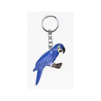 Houten blauwe papegaai sleutelhanger 8 cm   - - thumbnail