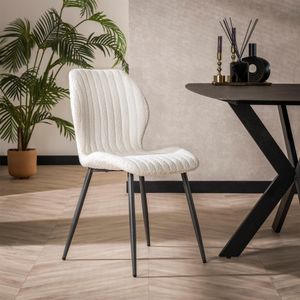 LifestyleFurn Eetkamerstoel 'Taneeka' Bouclé, kleur Wit