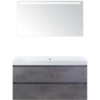 Maxx XL Badmeubelset 120 cm - Beton Antraciet - Wastafel Just Enkel Zonder Kraangat met LED Spiegel