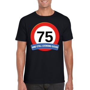 Verkeersbord 75 jaar t-shirt zwart heren