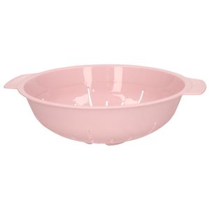 Keuken vergiet/zeef - kunststof - Dia 25 cm x Hoogte 8 cm - roze