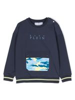 Philipp Plein Junior sweat à logo imprimé - Bleu - thumbnail