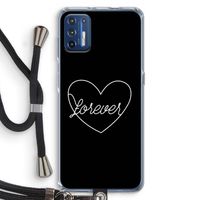 Forever heart black: Motorola Moto G9 Plus Transparant Hoesje met koord