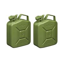 Pro Plus Metalen jerrycan - Set van 2x stuks - 5 liter - legergroen - geschikt voor brandstof - benz