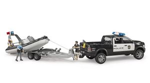 bruder RAM 2500 politietruck met boot + trailer en 2 figuren modelvoertuig 02507