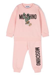 Moschino Kids survêtement en coton à logo imprimé - Rose