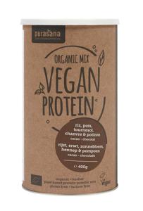 Purasana Vegan proteine rijst erwt zonnebl pomp hennep bio (400 gr)