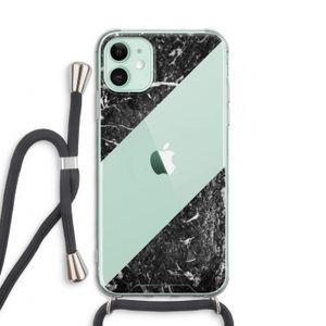 Zwart marmer: iPhone 11 Transparant Hoesje met koord