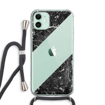 Zwart marmer: iPhone 11 Transparant Hoesje met koord