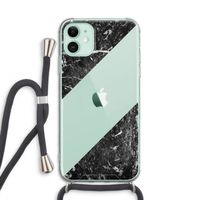Zwart marmer: iPhone 11 Transparant Hoesje met koord
