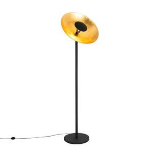 QAZQA Industriële vloerlamp zwart met gouden binnenkant 60 cm -