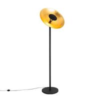 QAZQA Industriële vloerlamp zwart met gouden binnenkant 60 cm -