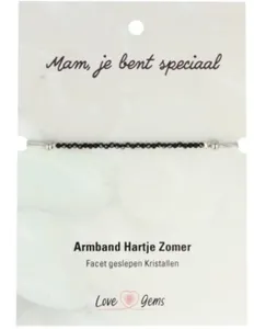 Edelsteen Armband Zwarte Toermalijn Hartje Zomer - Love Gems