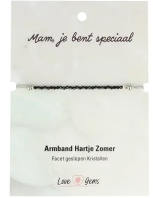 Edelsteen Armband Zwarte Toermalijn Hartje Zomer - Love Gems