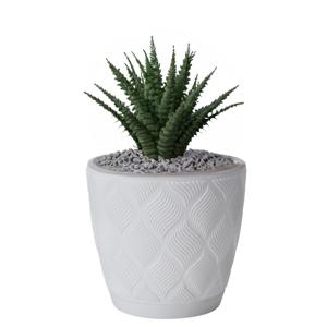 Form Plastic Plantenpot/bloempot New Age - kunststof - ivoor wit - D27 x H24 cm - met schotel