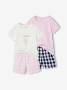 Set van 2 pyjama shorts in popeline voor meisjes zachtpaars