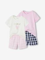 Set van 2 pyjama shorts in popeline voor meisjes zachtpaars Set van 2 pyjama shorts in popeline voor meisjes zachtpaars