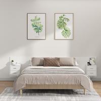 Hoofdbord met kastjes bewerkt hout wit