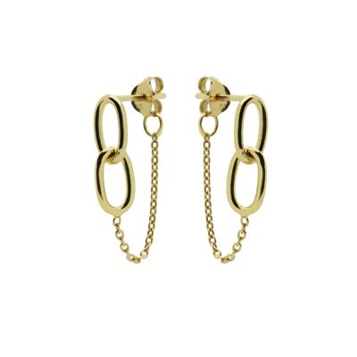 Karma Oorbellen Chain Double Round Square Goud