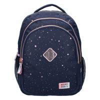 Milky Kiss rugzak divine days donkerblauw met roze stippen, 3-vaks Milky Kiss rugzak divine days donkerblauw met roze stippen, 3-vaks