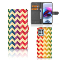 Motorola Moto G100 Telefoon Hoesje Zigzag Multi Color - thumbnail