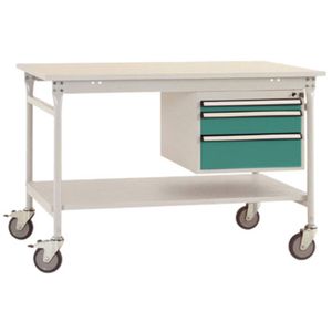 Manuflex BB5371.0001 Compleet bijzettafel basismobiel met melamine schijf + behuizing onderbouw, bxdxh: 1250 x 800 x 850 mm Grijs, Groen