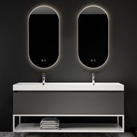 Spiegelcombinatie BWS 2x Thyreos 40x100cm Ovaal Met Rand Mat Wit LED Verlichting & Geïntegreerde Spiegelverwarming