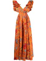 ZIMMERMANN robe mi-longue en soie à fleurs - Orange