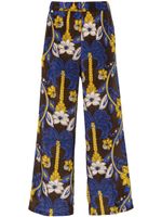 P.A.R.O.S.H. pantalon palazzo en soie à fleurs - Bleu