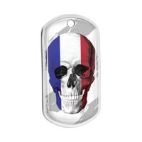 Identiteitsplaatje met doodshoofd met Franse vlag Aluminium Dog Tags