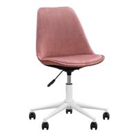 1+1 Gratis Leen Bakker - Bureaustoel Senja - Velvet - Wit Metaal - Metaal/Velvet - Roze