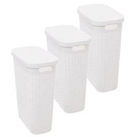 Smalle Wasmand met deksel Rotan - 3x - wit - gevlochten kunststof - 40 liter - 26 x 46 x 60 cm Smalle Wasmand met deksel Rotan - 3x - wit - gevlochten kunststof - 40 liter - 26 x 46 x 60 cm