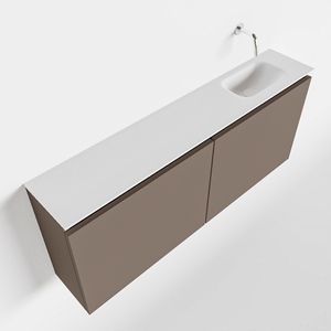 MONDIAZ TURE 120cm toiletmeubel smoke. EDEN wastafel talc rechts geen kraangat