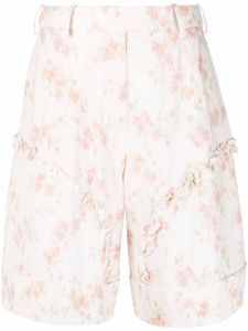 Simone Rocha short en coton Smudge à fleurs - Tons neutres