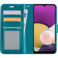 Basey Samsung Galaxy A22 5G Hoesje Book Case Kunstleer Cover Hoes - Turquoise - thumbnail