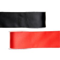 Satijn sierlint pakket - zwart/rood - 2,5 cm x 25 meter - Hobby/decoratie/knutselen